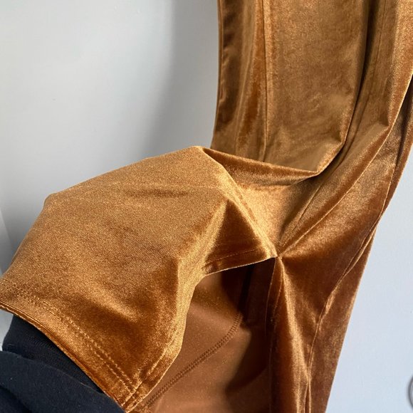 Copper Gold Velvet midi dress w/ adjustable straps - Picture 2 of 3